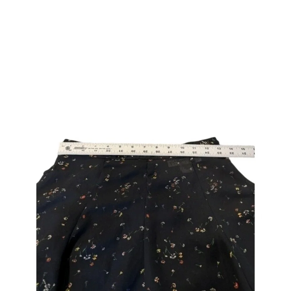 Necessary Objects Vintage 90s Black Floral Mini Skirt High Waist Flared XS EUC